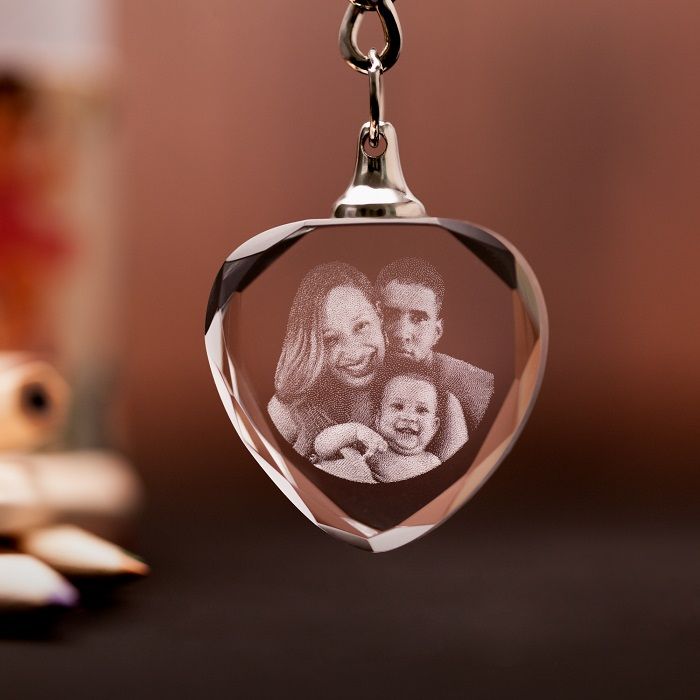 Heart Photo Crystal Keyring