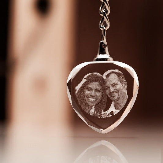 Photo Crystal Heart Key Chain Without Light